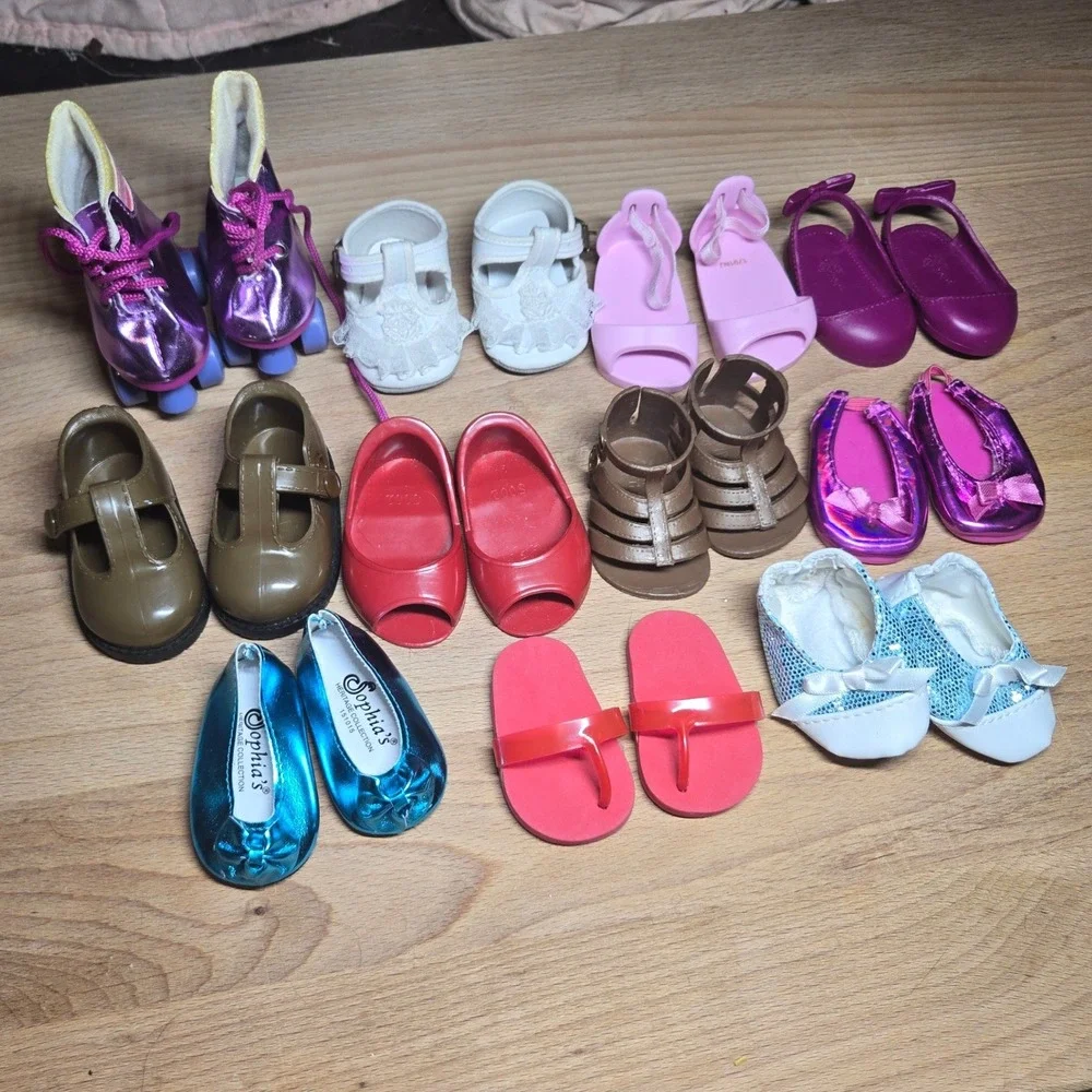 11 Pair Lot 18 Inch Doll Shoes Roller Skates Sandals Flats Sophias Fits AG
